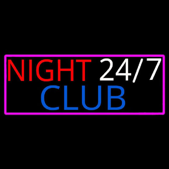 24 7 Night Club Handmade Art Neon Sign