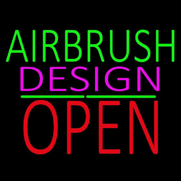 Airbrush Design Block Open Green Line Handmade Art Neon Sign