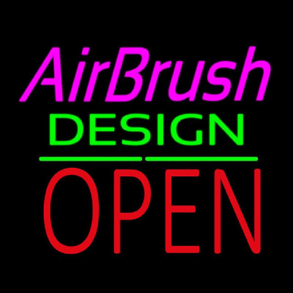 Airbrush Design Block Open Green Line Handmade Art Neon Sign