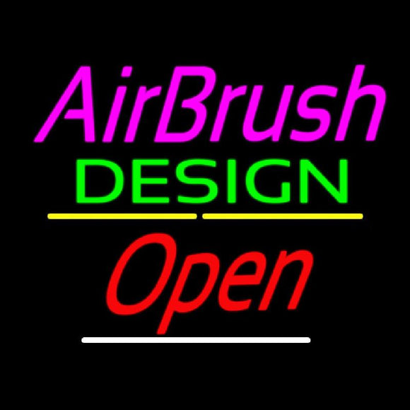 Airbrush Design Open Yellow Line Handmade Art Neon Sign