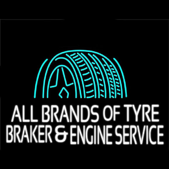 All Brands Of Tyre Brakes And Engine Service Handmade Art Neon Sign