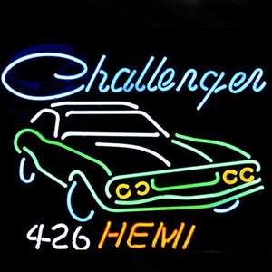 Professional  Big Dodge Challenger Rt Hemi Auto Dealer Pub Store Beer Bar Real Neon Sign