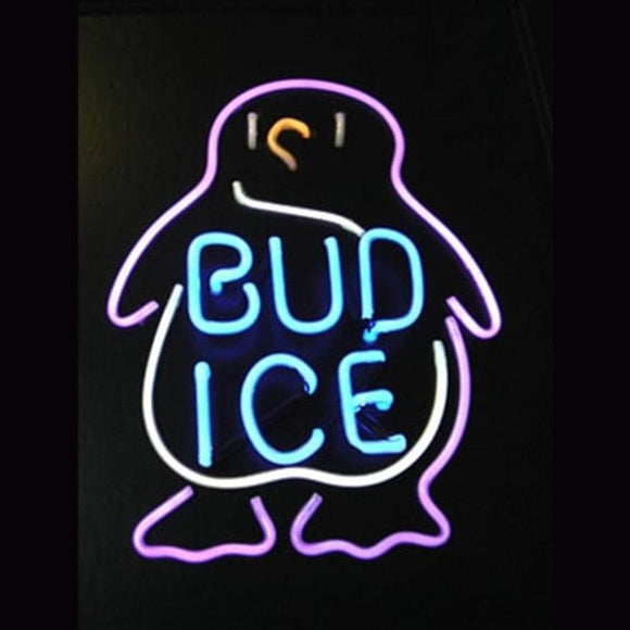 BUD ICE Budweiser Penguin Beer Bar Handmade Art Neon Sign