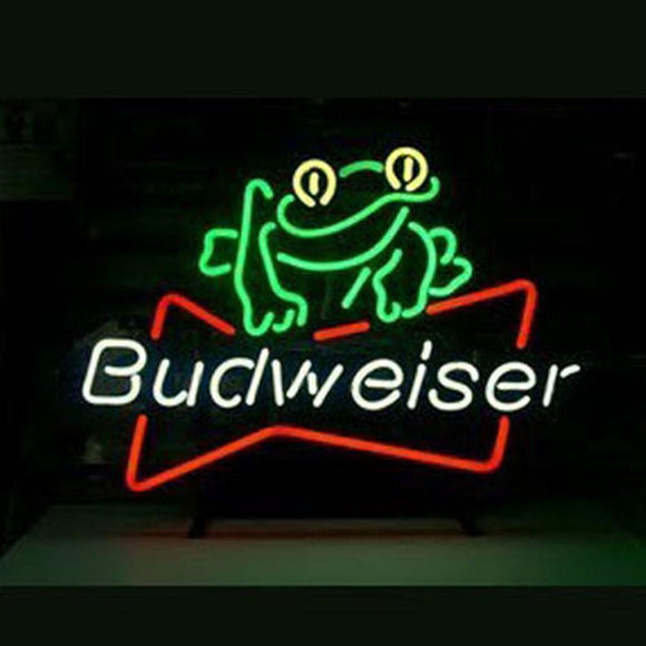 Professional  Budweiser Beer Frog Beer Bar Open Neon Signs