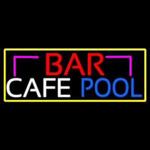 Bar Cafe Pool With Yellow Border Handmade Art Neon Sign