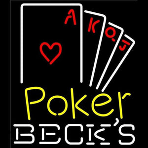 Becks Poker Ace Series Beer Sign Handmade Art Neon Sign