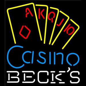 Becks Poker Casino Ace Series Beer Sign Handmade Art Neon Sign