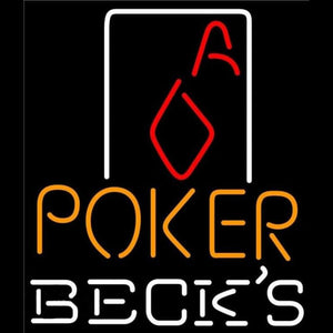 Becks Poker Squver Ace Beer Sign Handmade Art Neon Sign