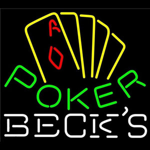 Becks Poker Yellow Beer Sign Handmade Art Neon Sign