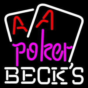 Becks Purple Lettering Red Aces White Cards Beer Sign Handmade Art Neon Sign