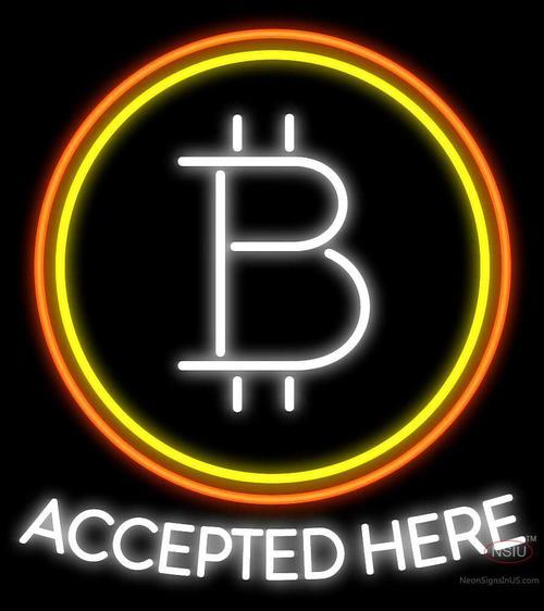 Bitcoin Accepted Here Handmade Art Neon Signs