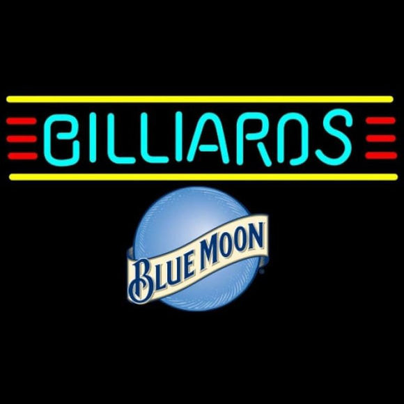 Blue Moon Billiards Text Borders Pool Beer Sign Handmade Art Neon Sign