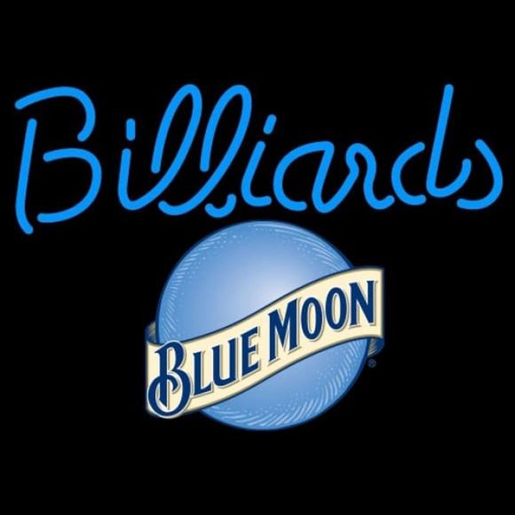 Blue Moon Billiards Text Pool Beer Sign Handmade Art Neon Sign