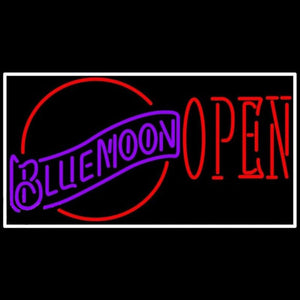 Blue Moon Red Open Beer Sign Handmade Art Neon Sign
