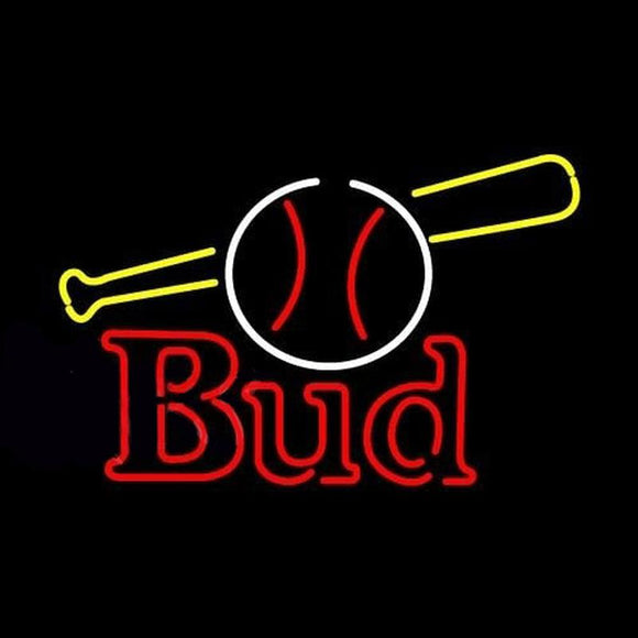 Bud Baseball and Bat Beer Sign Handmade Art Neon Sign