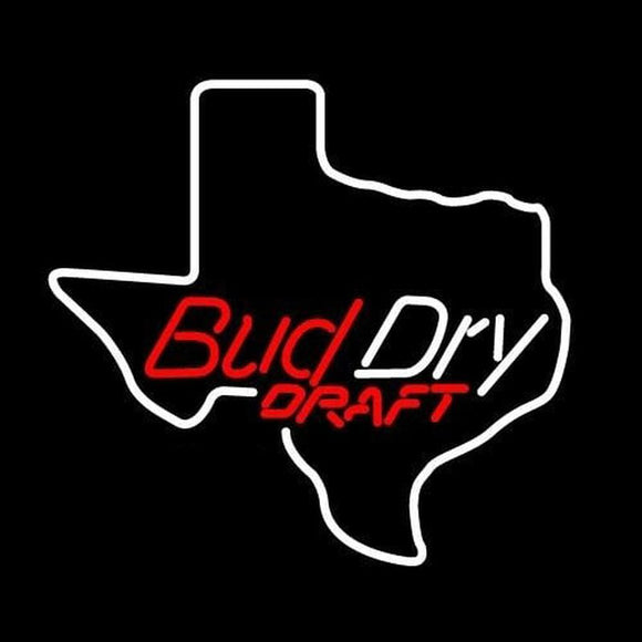 Bud Dry Texas State Beer Sign Handmade Art Neon Sign