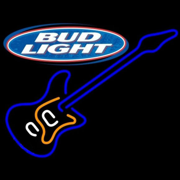 Bud Light Blue Electric Guitar Beer Sign Handmade Art Neon Sign