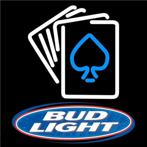 Bud Light Cards Beer Sign Handmade Art Neon Sign
