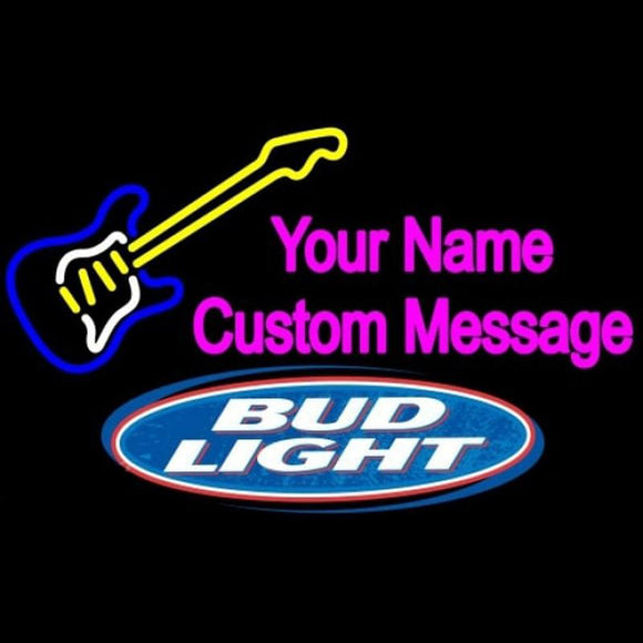 Bud Light Guitar Logo Beer Sign Handmade Art Neon Sign