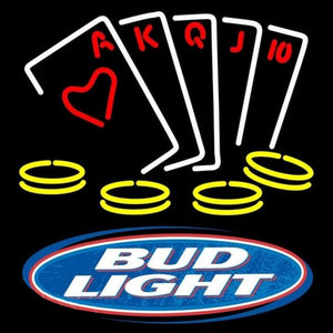 Bud Light Poker Ace Series Beer Sign Handmade Art Neon Sign