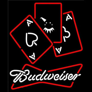 Budweiser Ace And Poker Beer Sign Handmade Art Neon Sign