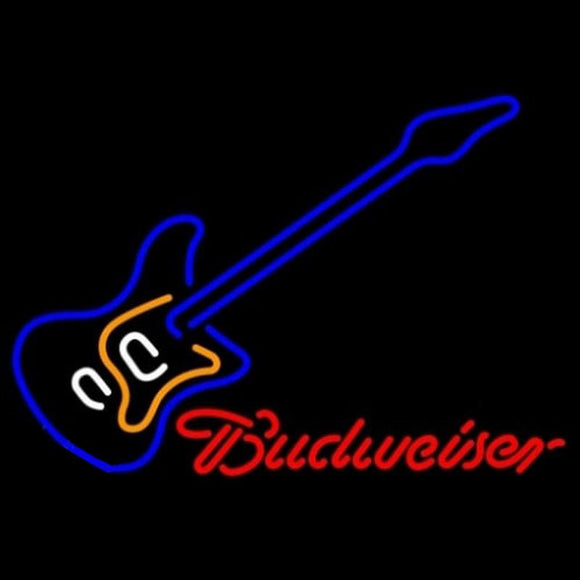 Budweiser Blue Electric Guitar Handmade Art Neon Sign