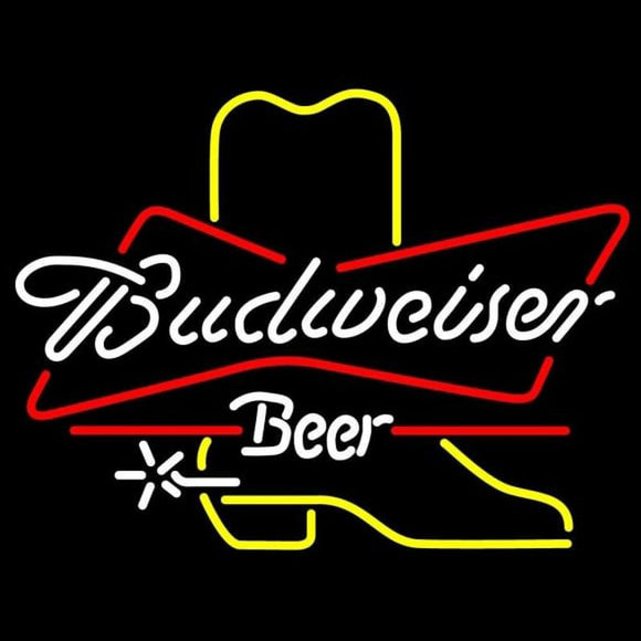 Budweiser Cowboy Boot Beer Sign Handmade Art Neon Sign
