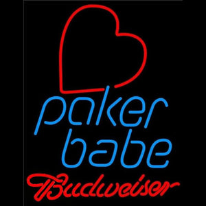 Budweiser Poker Girl Heart Babe Beer Sign Handmade Art Neon Sign