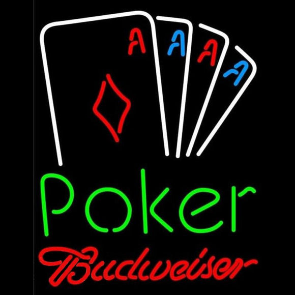 Budweiser Poker Tournament Beer Sign Handmade Art Neon Sign