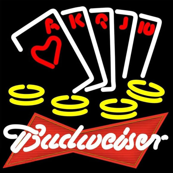 Budweiser Red Poker Ace SeriesBeer Sign Handmade Art Neon Sign
