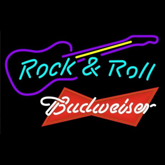 Budweiser Red Rock N Roll Guitar Beer Sign Handmade Art Neon Sign