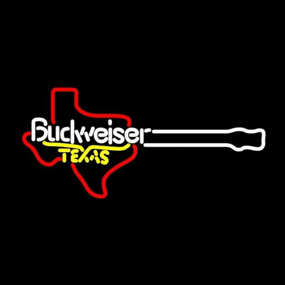 Budweiser Texas Guitar Beer Sign Handmade Art Neon Sign