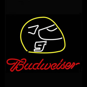 Budweiser Vintage Hascar Helmet6 Beer Light Handmade Art Neon Sign