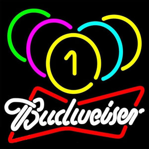 Budweiser White Billiards Rack PoolBeer Sign Handmade Art Neon Sign
