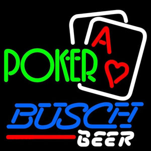 Busch Green Poker Beer Sign Handmade Art Neon Sign