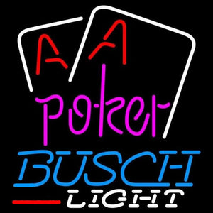 Busch Light Purple Lettering Red Aces White Cards Beer Sign Handmade Art Neon Sign