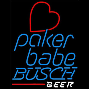 Busch Poker Girl Heart Babe Beer Sign Handmade Art Neon Sign
