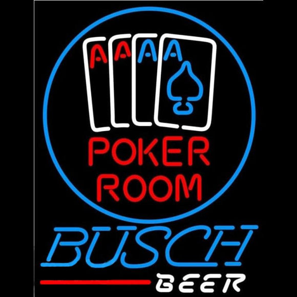 Busch Poker Room Beer Sign Handmade Art Neon Sign