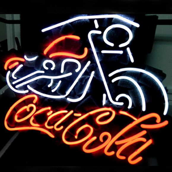 Professional  Coca Cola Coke Motorcycle Beer Bar Open Neon Signs