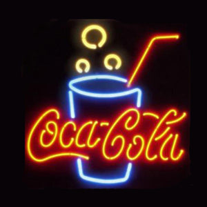 Professional  Coca Cola Glass Beer Bar Open Neon Signs