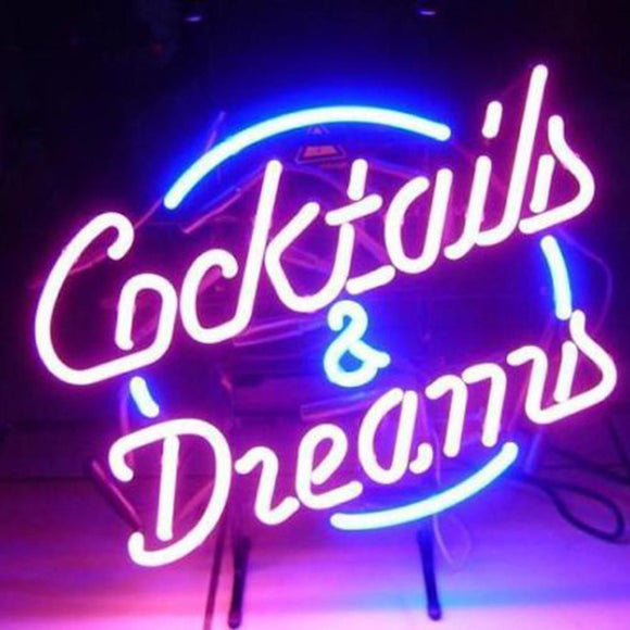 Professional  Cocktails And  Dreams Beer Bar Open Neon Signs