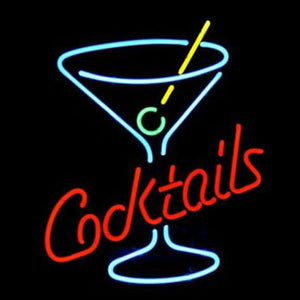 Professional  Cocktails Martini Glass Logo Beer Bar Real Neon Sign Xmas Gift Fast Ship