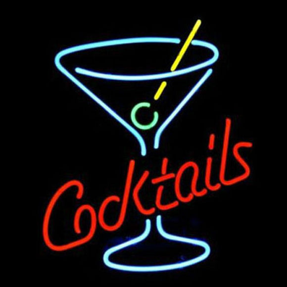 Professional  Cocktails Martini Glass Logo Beer Bar Real Neon Sign Xmas Gift Fast Ship
