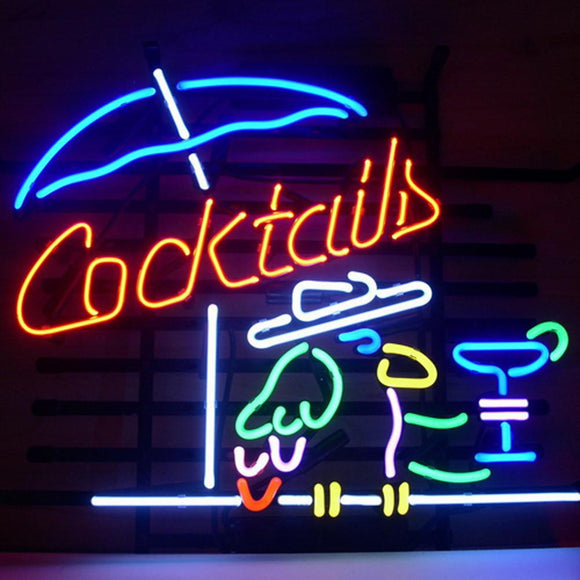 Professional  Cocktail Parrot Cocktails Real Neon Glass Beer Bar Pub Sign