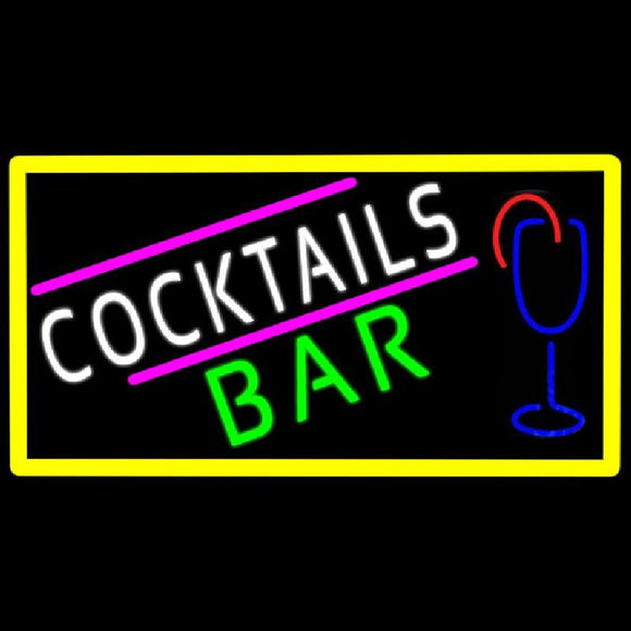Cocktails Bar With Glass Real Neon Glass Tube Handmade Art Neon Sign