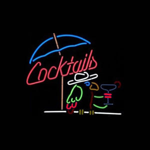 Cocktails Parrot Handmade Art Neon Sign