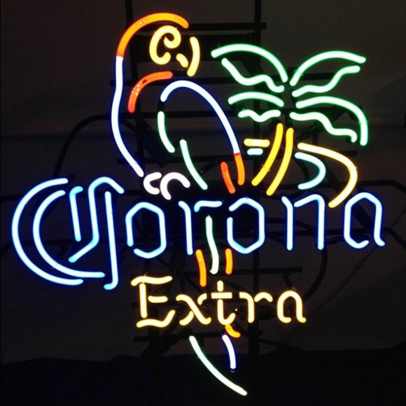 Corona Extra Neon Beer Sign Parrot Palm Tree Lighted