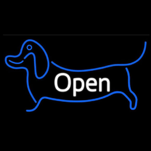 Dog Logo Open 2 Handmade Art Neon Sign