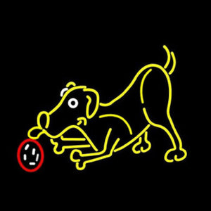 Dog Play With Ball Handmade Art Neon Sign