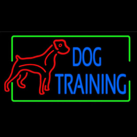 Dog Training Green Border 2 Handmade Art Neon Sign